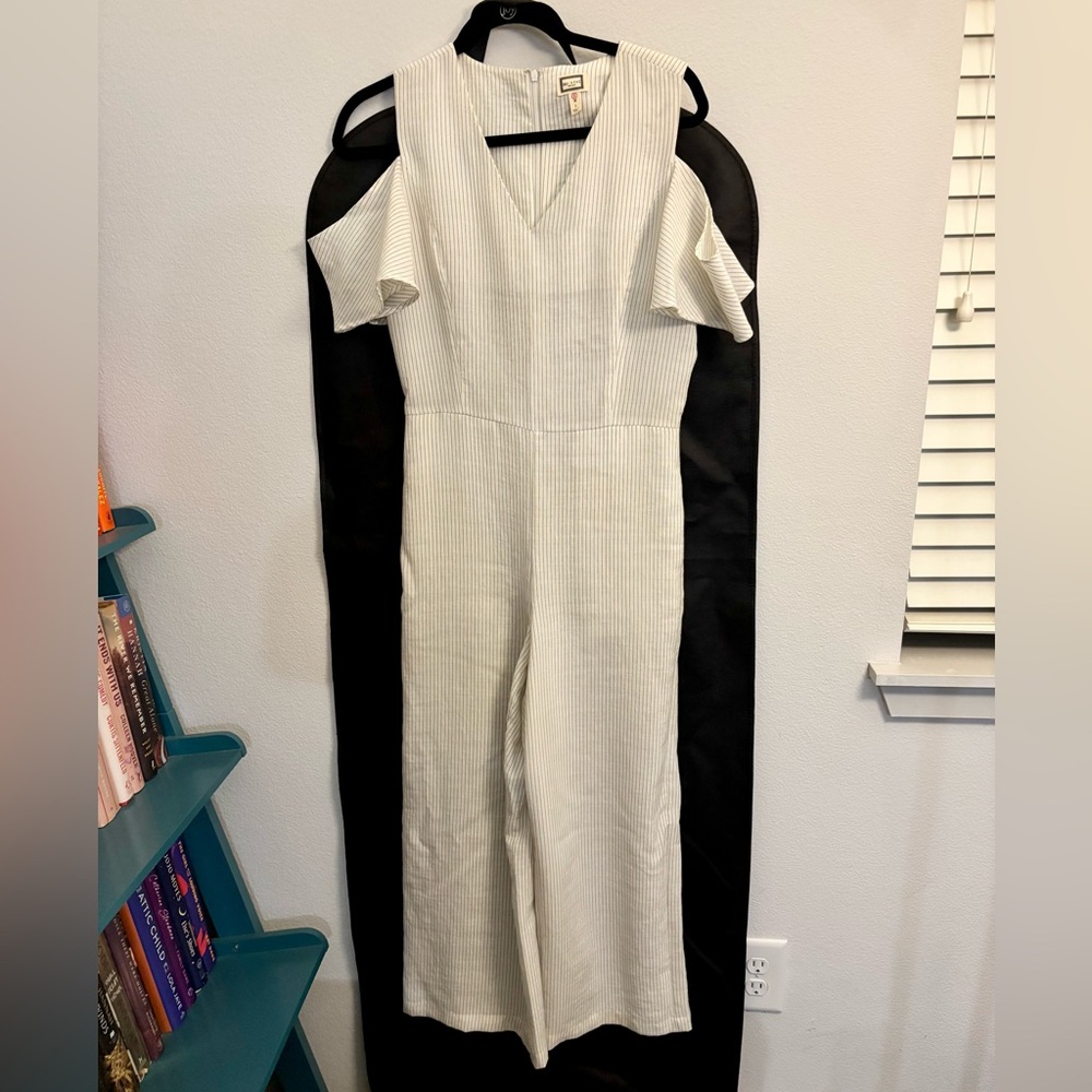 mo:vint Striped Linen-Look Jumpsuit